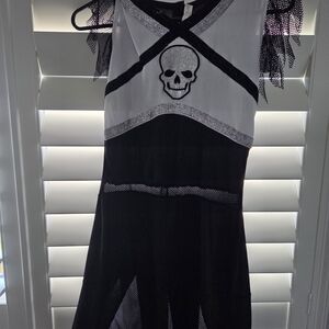 Black and White Skull Dress with Silver Accents